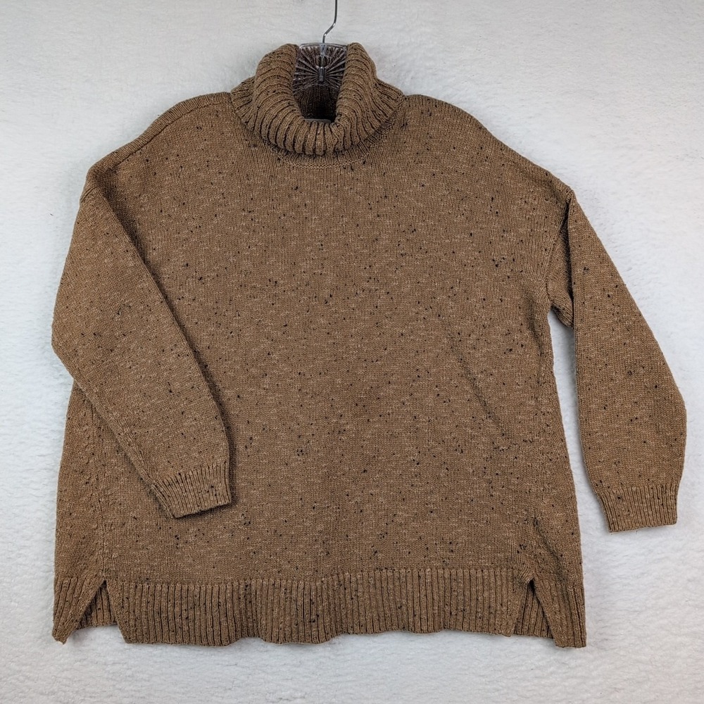 J Jill Brown speckled turtle neck sweater Medium fall business office